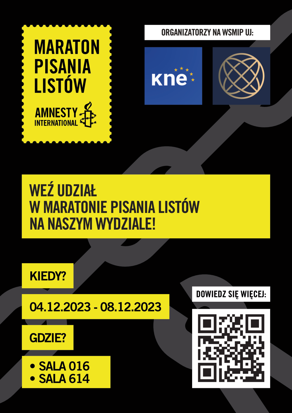 zaproszenie do Maratonu pisania listów Amnesty International