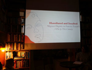 'Humiliated and Insulted: Migrant Dignity in Fawzia Zouari's I Die by This Country' - report from the student presentation